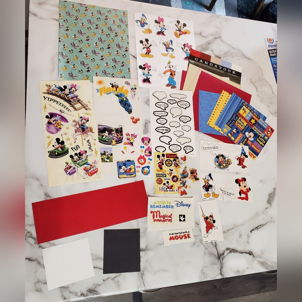 Disney Themed Scrapbook Paper & Stickers Lot